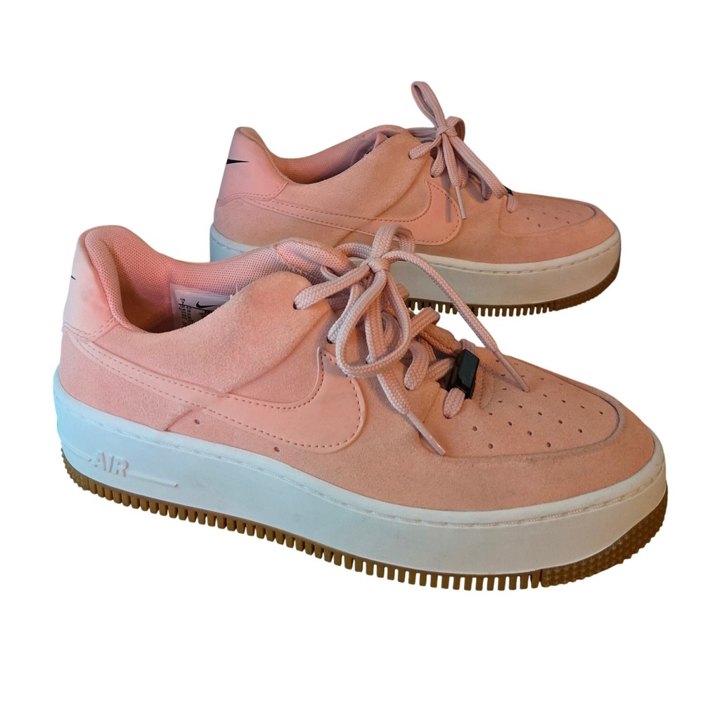 Nike Air Force 1 Sage Low‎ Platform Pink Suede Casual Sneakers Shoes Women's
